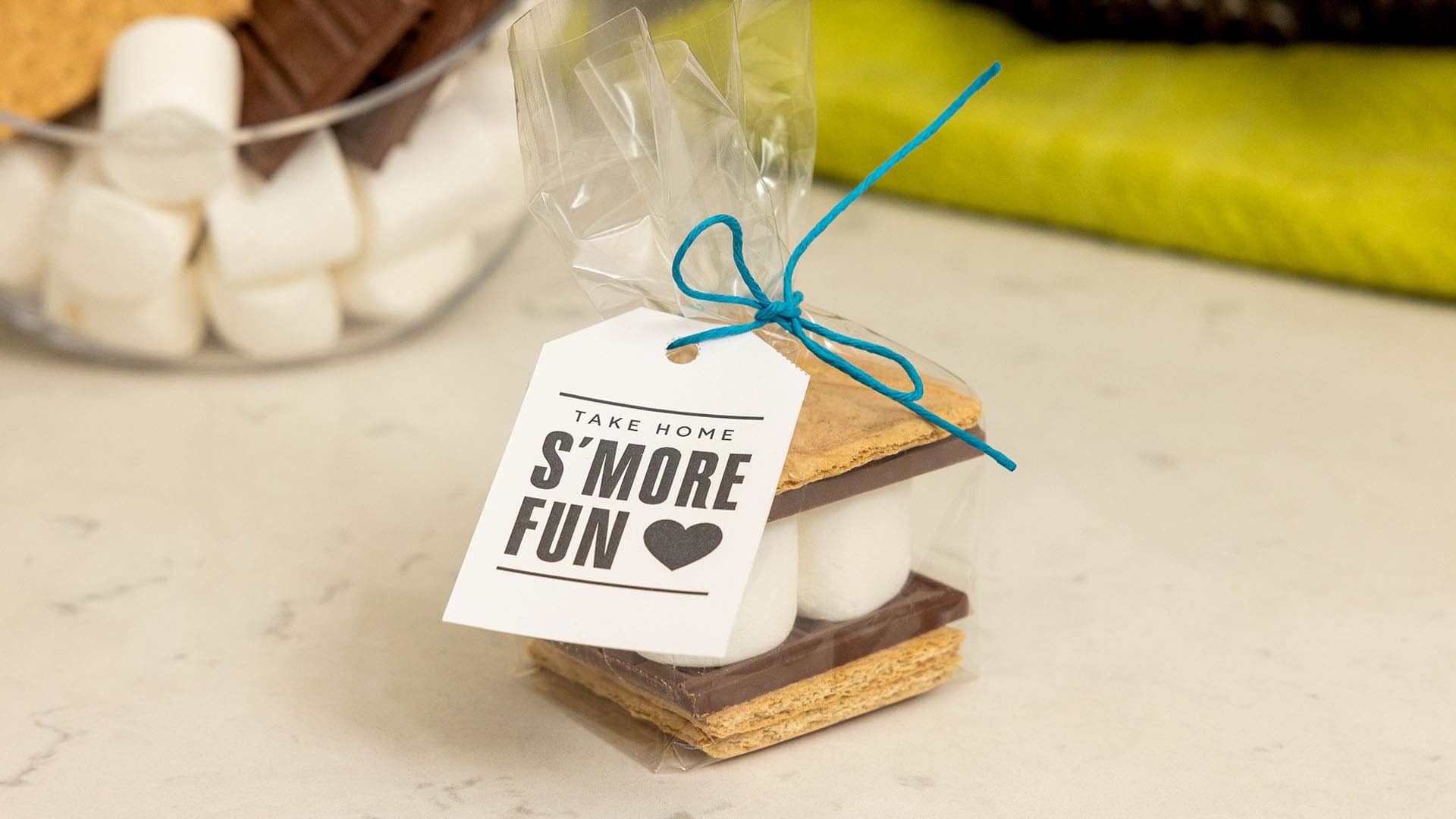 individual smores favor bag prepared for gifting