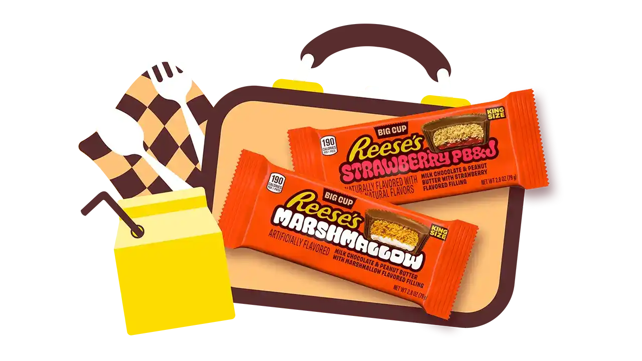 packs of reeses strawberry peanut butter and jelly and marshmallow peanut butter cups