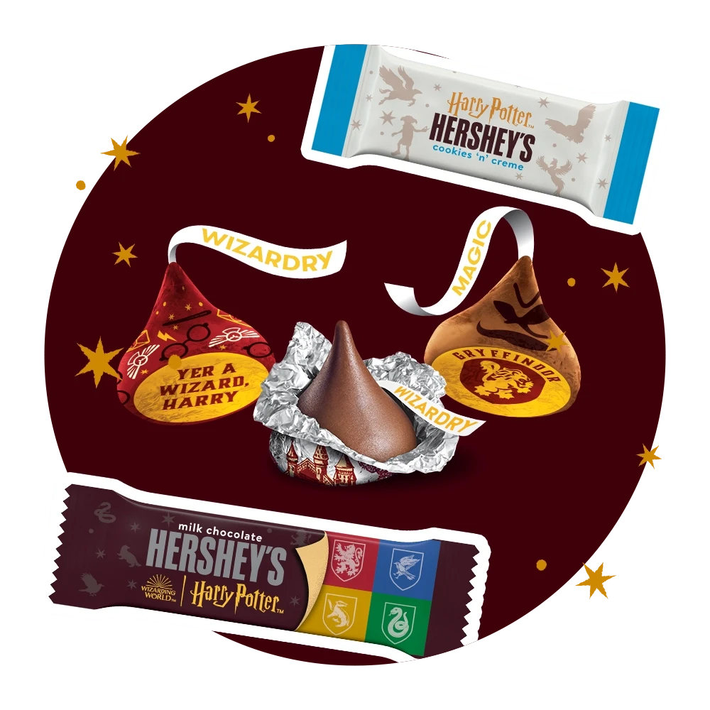 assortment of hersheys harry potter milk chocolate and cookies n creme candies