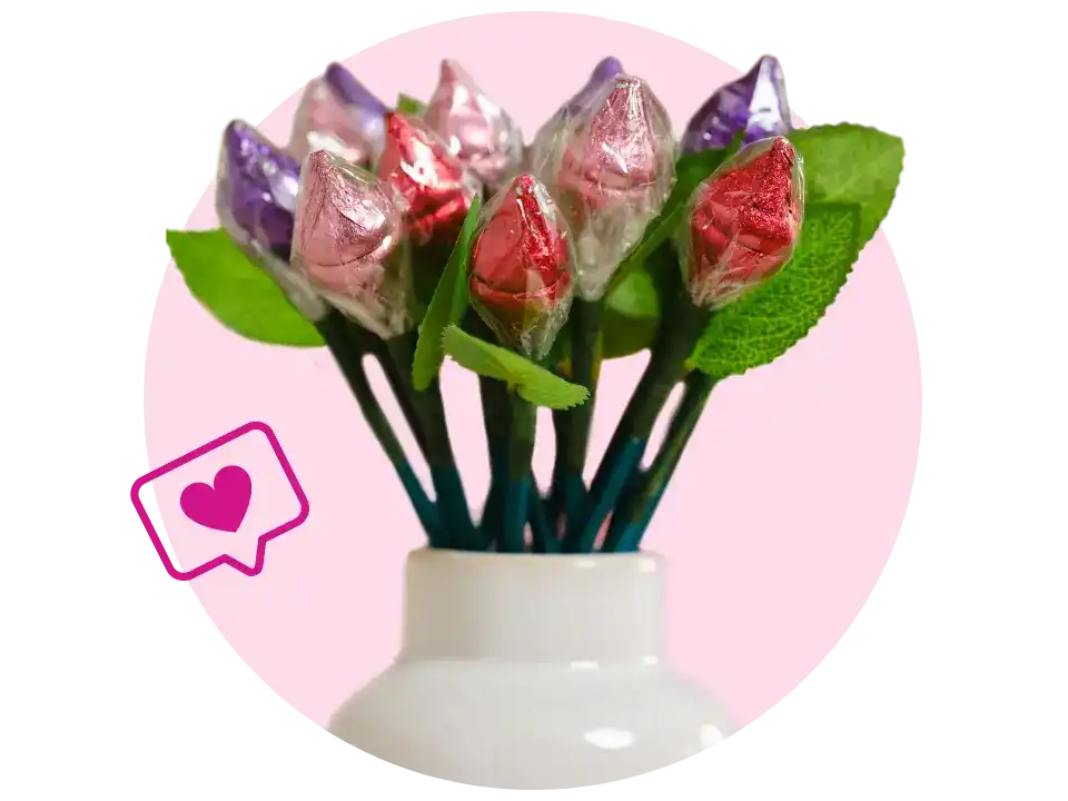 bouquet of hersheys kisses candy roses